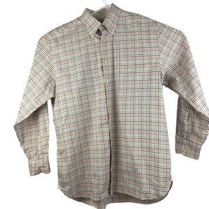 Peter Millar Long Sleeve Button Down Shirt Men's Check White Blue Yellow Large L